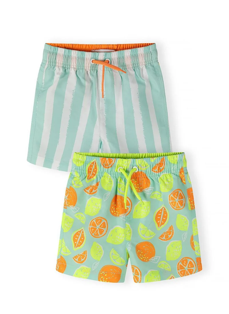 MINOTI Boys 2-pack swim shorts lemon stripe mint elastic waistband